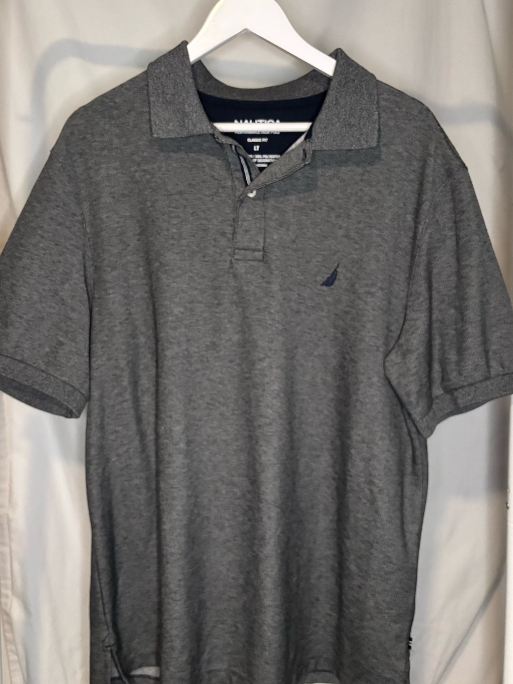 Nautica Heather Gray Polo with Navy Logo